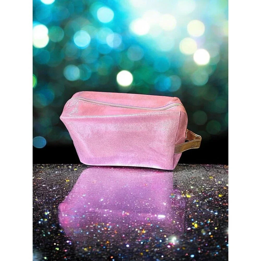 IPSY Bag 8.5” X 6” X 3” Iridescent Pink With Zipper. New Without Box